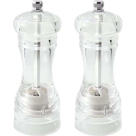 Lot de 2 moulins à sel et à poivre transparents, moulin rechargeable pour la cuisine (1/5)