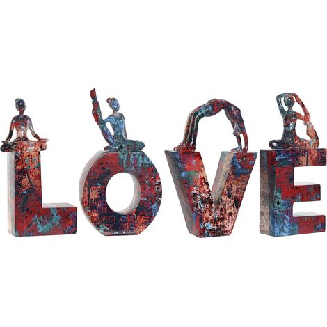 Statuette décorative love yoga résine multicolore moderne - Multicolore effet artistique rouge bleu (1/3)