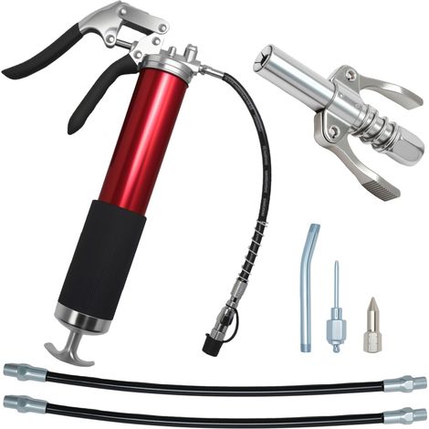 Pistolet à graisse 8000 PSI avec raccord rapide, graisseur haute pression pour cartouche de 400 g, avec tuyau flexible, tube métallique, embout buccal et buse d'aiguille (1/5)