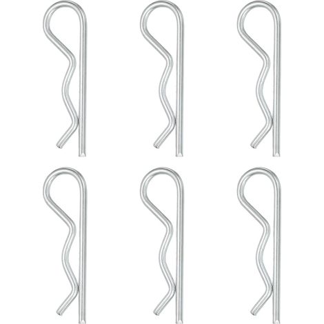 6 Pcs Goupille D'Attelage, 6mm x 120mm R Clips Acier Carbone Goupille De Retenue Épingles À Cheveux Kit D'Assortiment Tracteurs Tondeuses Camions Goupille D'Attelage, Argent (1/5)