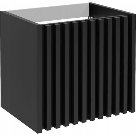 Meuble De Salle De Bains Sous Lavabo - Noir Mat - 60 Cm - Lamelles 3d - Rangement