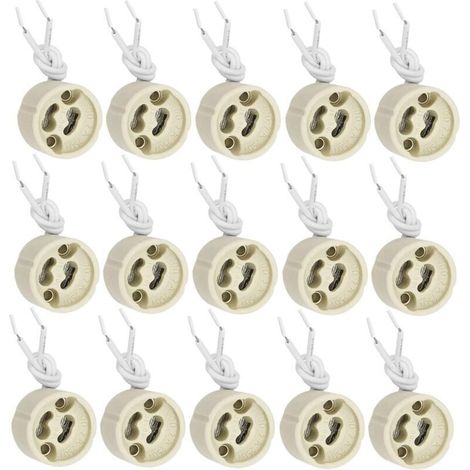 20 Pièces GU10 Support de Lampe Douille GU10 Base en céramique 2A 250V avec 9cm Câble en Silicone Douille D'ampoule Connecteur Adaptateur pour LED et Halogène