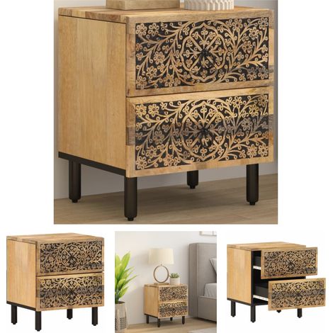 The Living Store Nachttisch 40x33x46 cm Massivholz Mango - Nachttische (1/5)