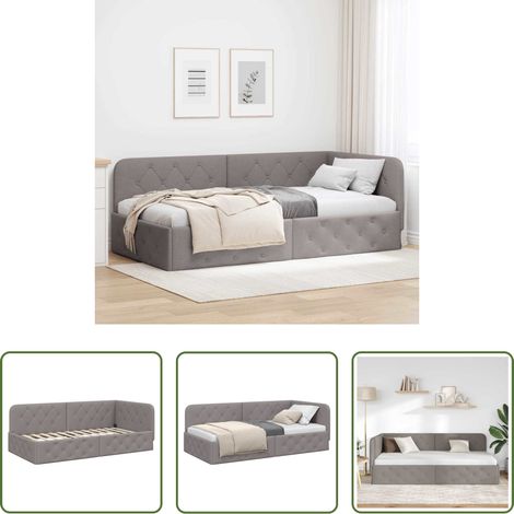 vidaXL Stoffbett - Eckbettgestell Taupe 100 x 200 cm Stoff (1/5)