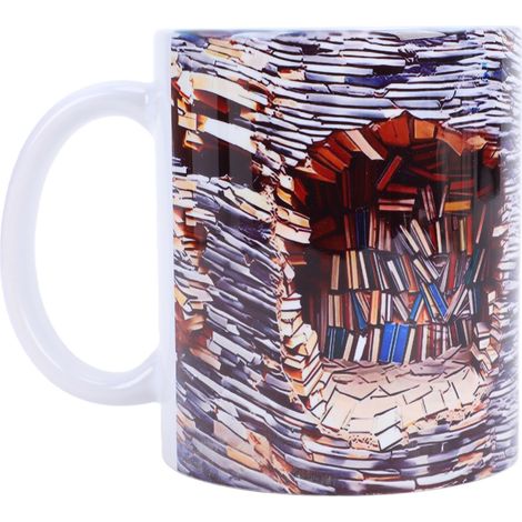 Mug Céramique 3D Livre Design Artistique Effet Visuel Tasse Décorative Étagère Robuste Original (1/5)