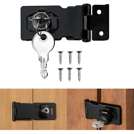 6,6 cm (2,6 Zoll) großes, abschließbares Vorhängeschloss mit Clip, schwarzes Türschloss, Vorhängeschlossknopf, Schuppentürschloss, Schlüsselschloss aus Zinklegierung.