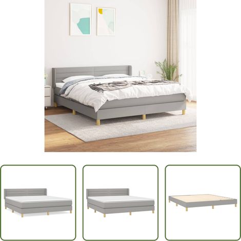 vidaXL Stoffbett - Boxspringbett mit Matratze Hellgrau 180x200 cm Stoff (1/5)