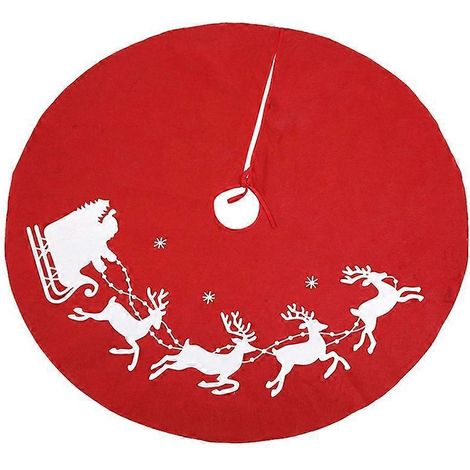 Jupe de sapin de Noël de 80 cm, motif élan, tapis de pied de sapin, tablier festif pour sapin de Noël, décoration de fête pour la maison-8080cm-Red (1/3)