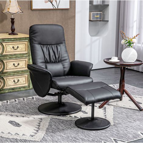fauteuil relax salon inclinable avec ottomane metal noir OKMYHOME (1/4)