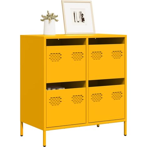 Sideboard Senfgelb 68x39x73,5 cm Kaltgewalzter Stahl