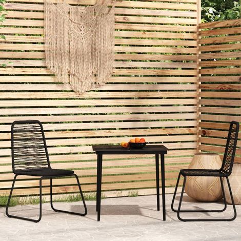 Ensemble Table et Chaise de Jardin  Salon de jardin 3 pcs Noir 27307 (1/5)