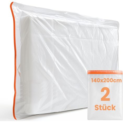 2PCS Housse Matelas 140x190/200 (Haut 30cm), Protege Matelas Imperméable à Double Fermeture éclair, Housse Protection Matelas pour Matelas pour e Rangement et Déplacement, Protège Matelas (1/5)