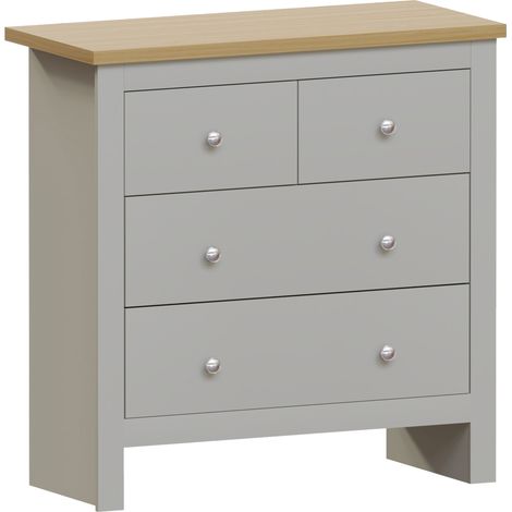 Arlington 4 Drawer Chest of Drawers Bedroom Storage Furniture, Grey