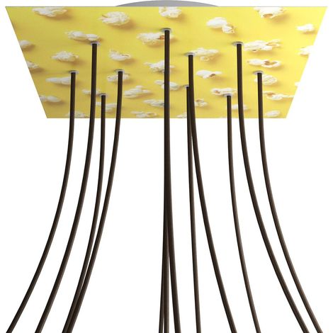 creative cables - Rosone XXL Rose-One quadrato, 400 mm con 12 fori e 4 fori laterali - PROMO - Pop-Corn