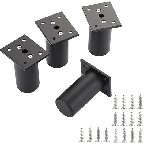 4pcs Pieds de Meuble Ajustable Pieds de lit rehausser Le Meuble Pied en Alliage d'aluminium pour sommier,Armoire,Table (Noir,Hauteur 80mm)——Adélala (1/5)