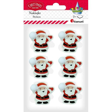 Adesivi 3D Babbo Natale TITANUM - 12 pezzi, decorazioni natalizie