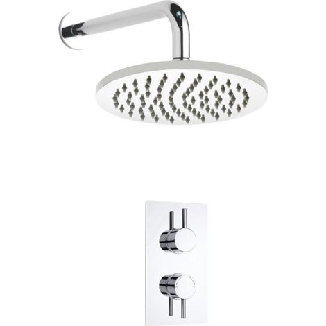 Hudson Reed - Kit de Douche Thermostatique à Encastrer avec Pomme Murale Ronde Ø20CM - Design Minimaliste