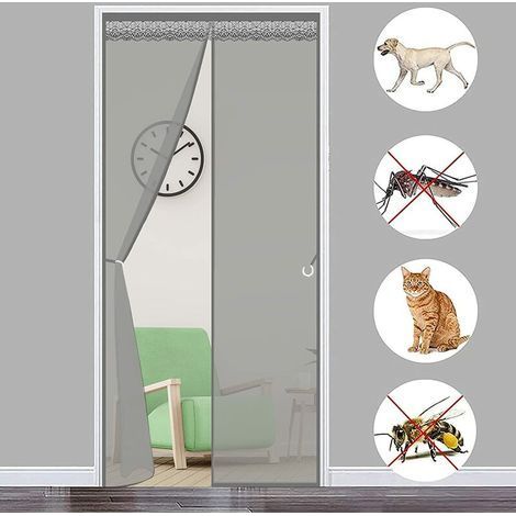 TAISHENGDA-MagnéTique Moustiquaire Porte 120x240cm MagnéTique Rideau De Porte Store Moustiquaire sans Percer pour Porte d Entrée Intérieur/Patio/Coulissante, Gris (1/5)