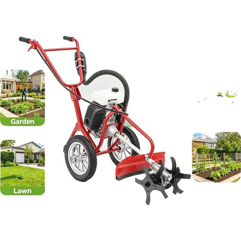 Motoculteur à traction, moteur à essence de 4 ch, cylindrée de 63 cm³, profondeur de culture réglable, vitesse de 240 tr/min, cadre en acier (1/5)