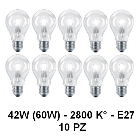 10 Lampada/Lampadina alogena a risparmio energetico 42W (60W) E27 Goccia Cilvani