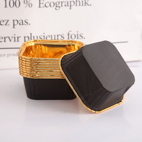 50 caissettes carrées pour cupcakes, gâteaux, puddings, résistantes à la chaleur, en aluminium, jetables (1/5)