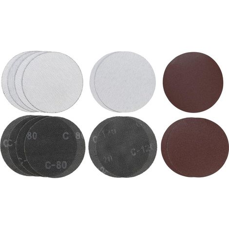 Kit de 15 feuilles abrasives pour ponceuse murale (Ø 180mm, plusieurs grains pour des utilisations diverses, pour ponceuse murale TE-DW 180) (1/2)
