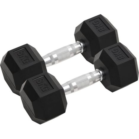vidaXL Dumbbells 2 pcs 16 kg Total Cast Iron