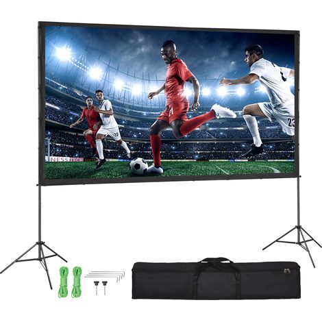 Mophorn Schermo per proiettore con supporto, 120 pollici 16:9. 4K 1080 HD per esterni. Senza rughe. Con treppiedi e borsa da trasporto. Ideale per Teatro domestico, cinema, serata film in cortile.