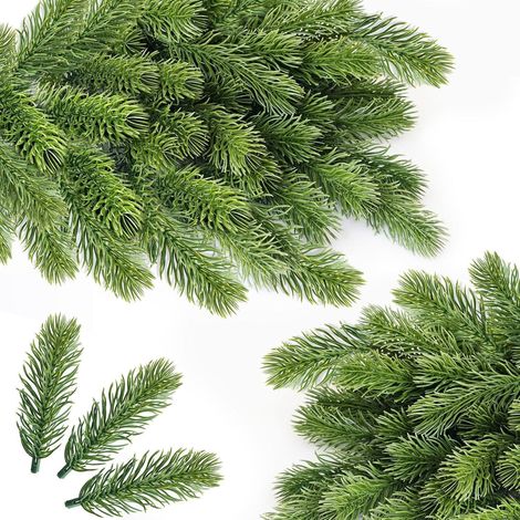 Tannenzweige künstlich 10cm 50 Stück Adventskranz Grün (1/5)