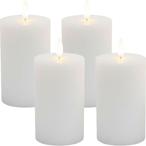 Candele di cera a LED, senza fiamma, fiamma tremolante, confezione da 4