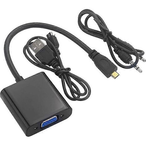 Câble adaptateur micro-VGA, convertisseur vidéo 1080P avec prise audio, câble d'alimentation USB pour caméra 4. (1/5)
