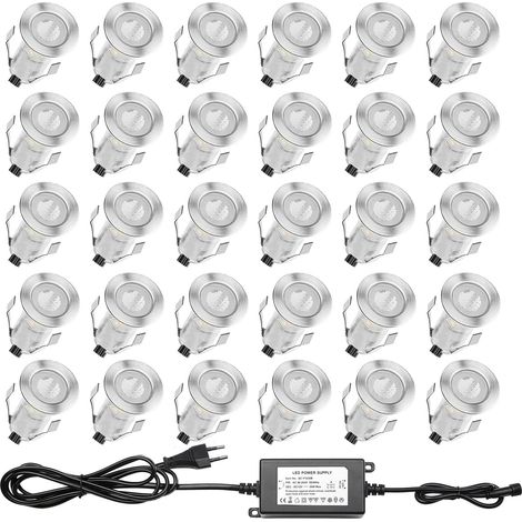 30 Mini Spot Exterieur Led Encastrable 0.4W/DC12V Etanche IP67 Luminaire Exterieur Décoration pour Terrasse, Patio,Escalier,Chemin,Jardin (Bleu) (1/5)