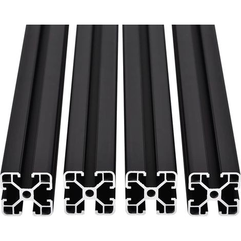 Ej.Life 4PCS T-Nut Aluminiumprofil Extrusions, 1000 mm 4040 Aluminium Profil, Eloxierte Linearschiene nach Europäischem Standard 6063-T5 für 3D-Drucker, CNC-Maschine usw. (Schwarz) (1/5)