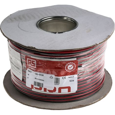 Câble haut-parleur RS PRO 2 conducteurs 1,5 mm² Chlorure de polyvinyle PVC, bobine 100m ( Prix pour Bobine de 100 Mètres )