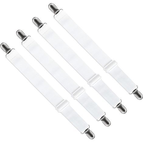 4 pcs Blanc Tendreu Drap Housse Réglable, 65cm à 130cm, pour Drap Lit Canapé, Housse de Repassage (1/5)
