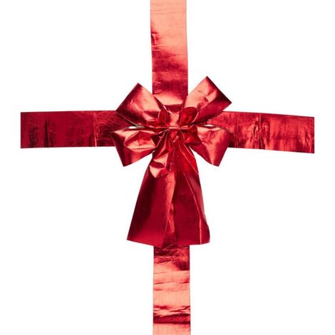Decorazione porta basic co fiocco rosso pois dorati 33 x 10 cm