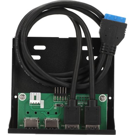 Hub USB 3.0 haute vitesse à 4 ports en façade 3,5 pouces avec adaptateur interne pour PC de bureau et baie de lecteur de disquettes 3,5 pouces (1/5)