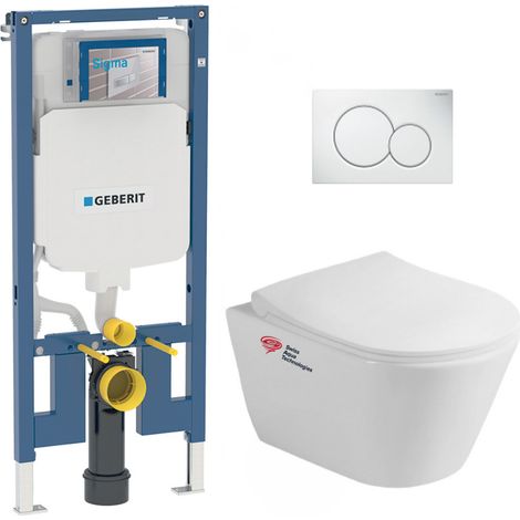 Pack WC Bati-support Geberit UP720 extra-plat + WC sans bride Lucco Avva (1/5)