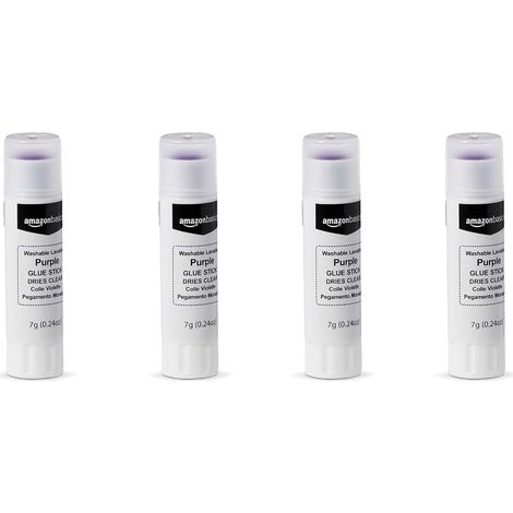 Lot de 4 bâtonnets de colle lavable scolaire, Violet, Séchage transparent, 4 unité, lot de 1 (1/5)