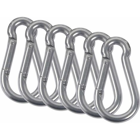 6Pcs M5 Mousquetons Acier Inoxydable 304 Mousqueton Pompier Ressort Avec Mousqueton De Fixation Pour Camping Randonnée Hamac Balancoire (1/5)