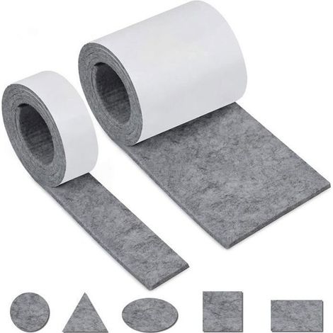 Feutrine Autocollante Meuble,Feutrine Adhesive 2 Rouleaux(100 10cm+100 2cm)Découpe Libre de Toute Taille ou Forme Feutre Patin (1/4)