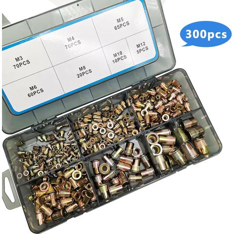 300 Écrous Rivet Acier M3-M12, Aveugles filetés (1/5)