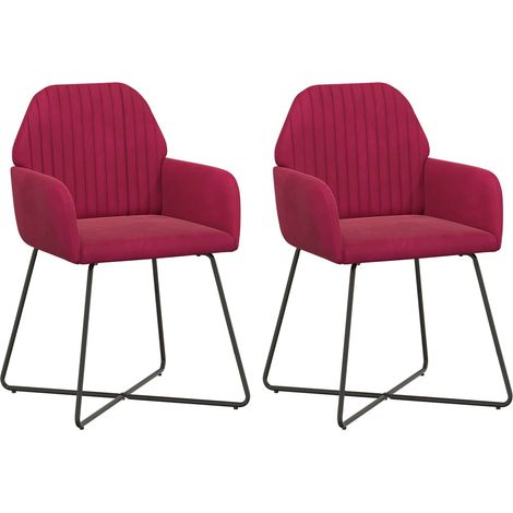 Chaises de salle à manger 2 pcs Velours (V) Bordeaux vidaXL (1/5)