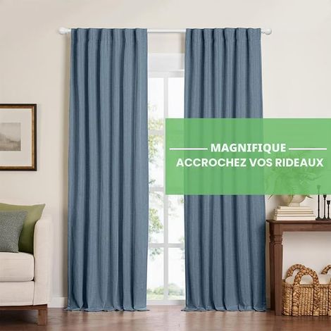 White Curtain Rod 80-157 cm Extendable Curtain Rod with Bracket, Adjustable Metal Curtain Rod 5/8 Diameter for Bedroom, Living Room (1/2)