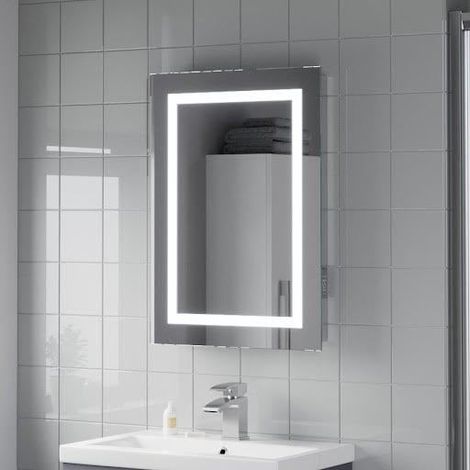 Bathroom Mirror LED Illuminated Demister Pad Shaver Socket Mains IP44 500x700mm (1/4)