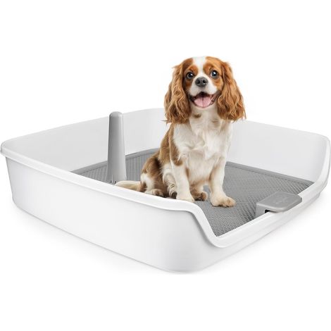 Pot d'intérieur pour chien avec poteau amovible et mur de protection, 63 x 63 cm, grande grille en maille, support pour l'apprentissage de la propreté, parfait pour les chiens de petite (1/5)
