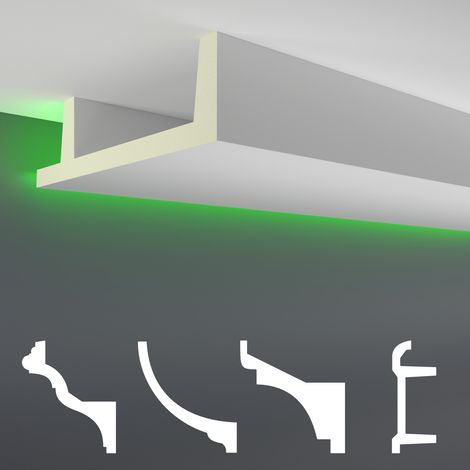 LED Stuckleisten aus PU - lichtundurchlässig, Variantenvielfalt & vorgrundiert - Sparpakete: LED-12 / 80x300mm, Muster (1/5)