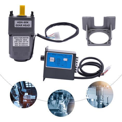 25W Getriebedrehzahlmotor AC Getriebemotor Hoher Drehzahl mit Regler 220V 1:60 (1/5)