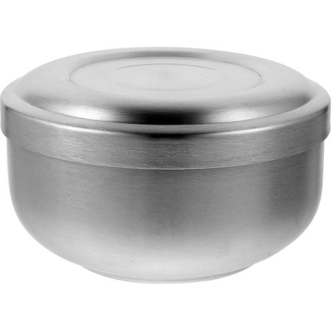 Rasierschale aus Edelstahl für Herren mit Deckel, praktische Schale für Rasierschaum und Seife, ideal für das Badezimmer zu Hause (Silber)-11X11X6.5cm-Silver (1/3)