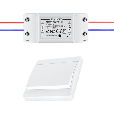 Kit Interrupteur Sans Fil 230V avec Récepteur, Interrupteur Cinétique Sans Pile ni Perçage, Télécommande Auto-alimentée et Stable pour Garage, Jardin, Luminaire Intérieur(EU 1Gang 1V1) (1/5)